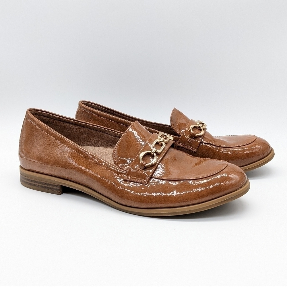 Naturalizer Mariana brown & gold slip on loafer 8W